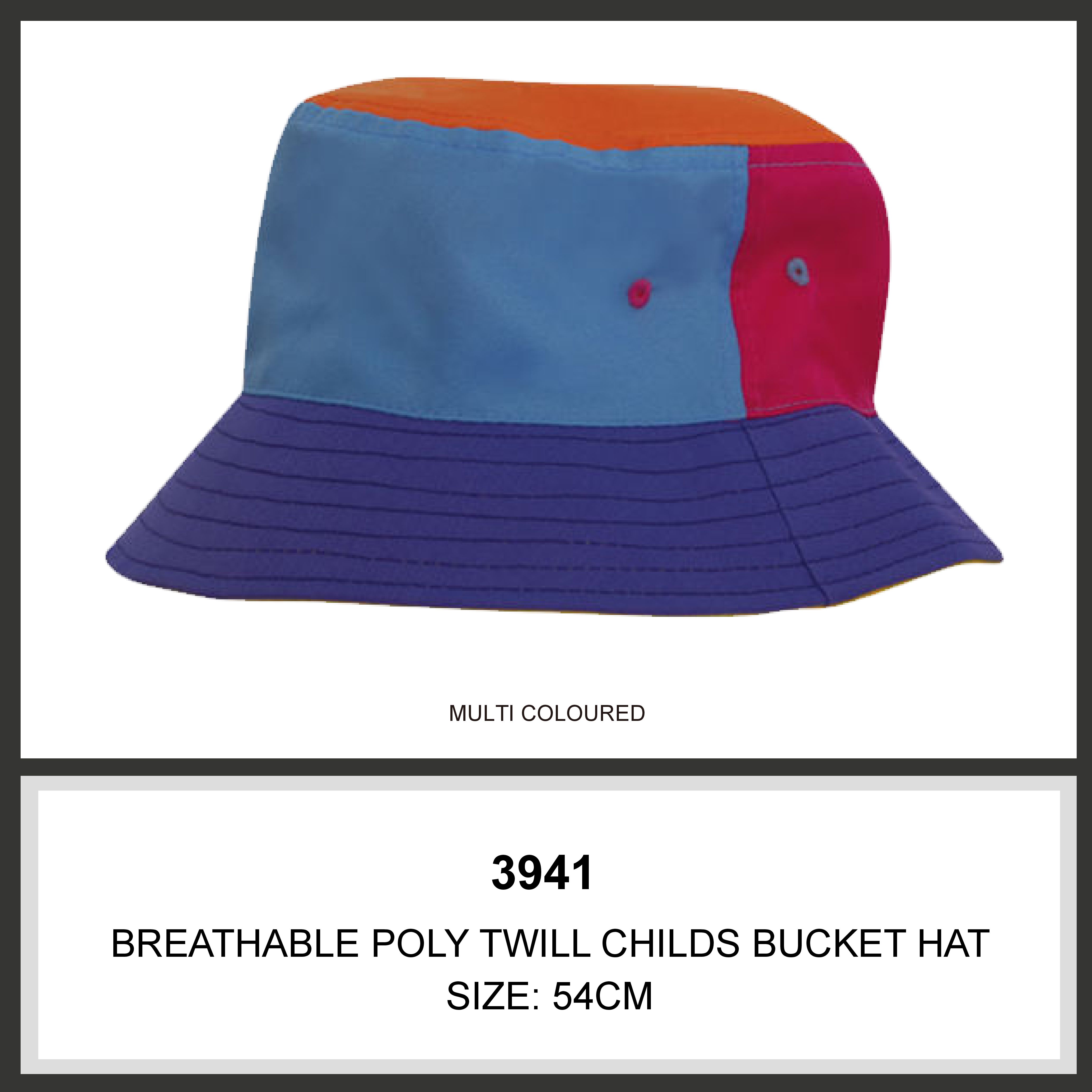 Breathable Poly Twill Childs Bucket Hat Colour Chart