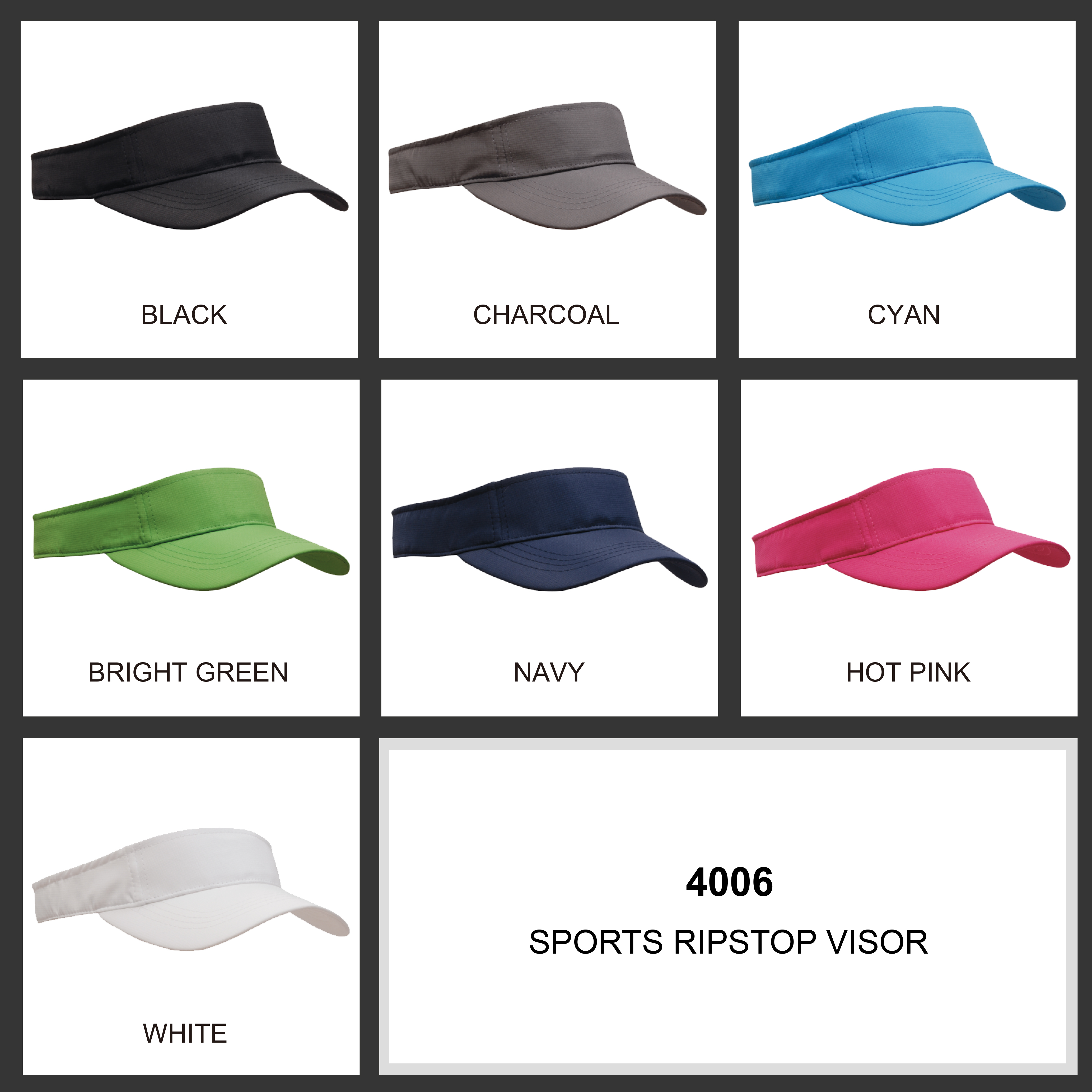 Sports Ripstop Visor Colour Chart