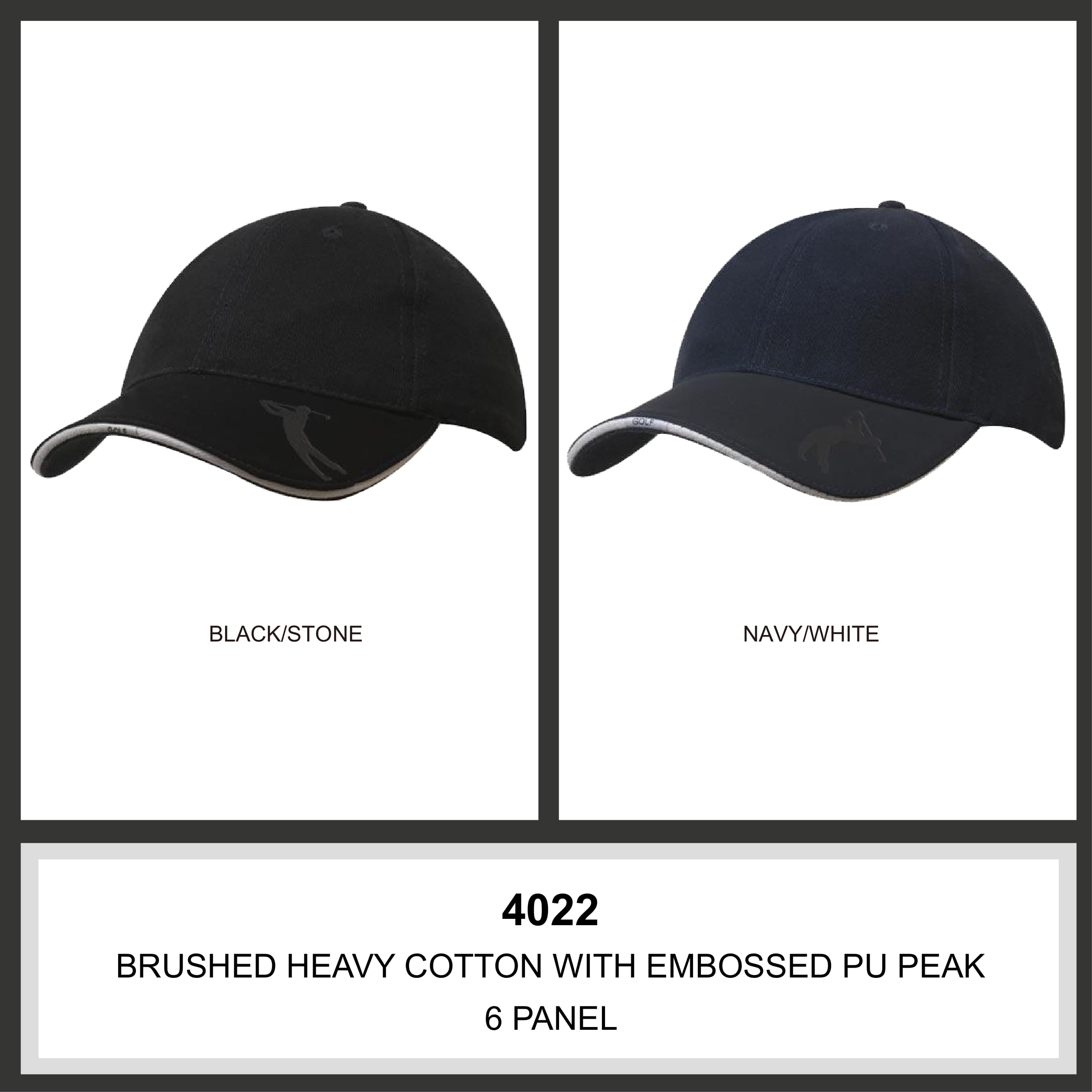 Brushed Heavy Cotton with Embossed Pu Peak Colour Chart
