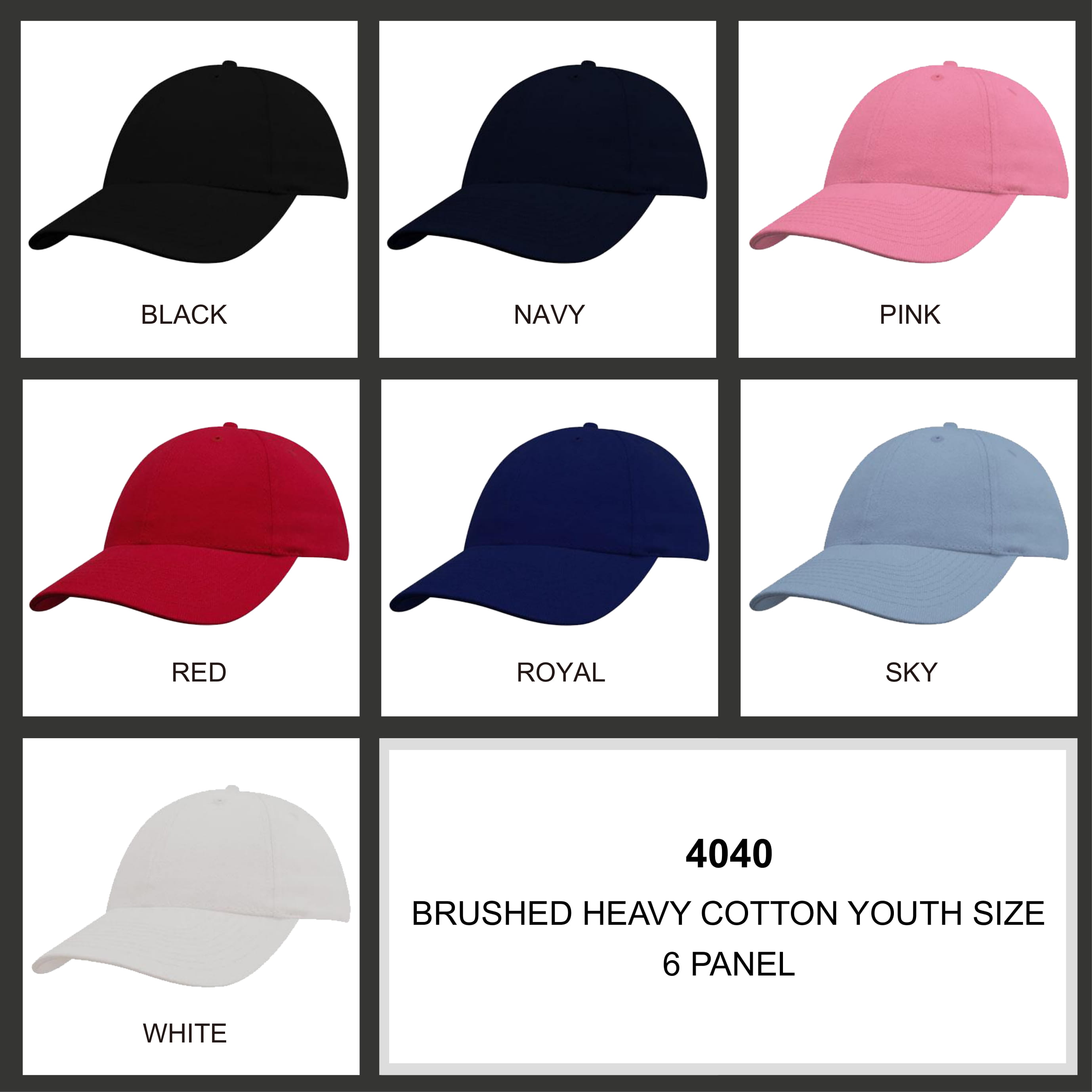 Brushed Heavy Cotton Youth Size Colour Chart