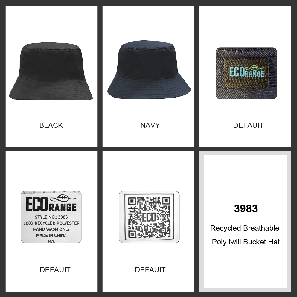 Recycled Breathable Poly twill Bucket Hat Colour Chart