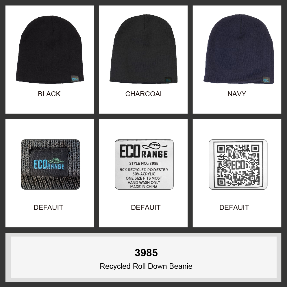 Recycled Roll Down Beanie Colour Chart