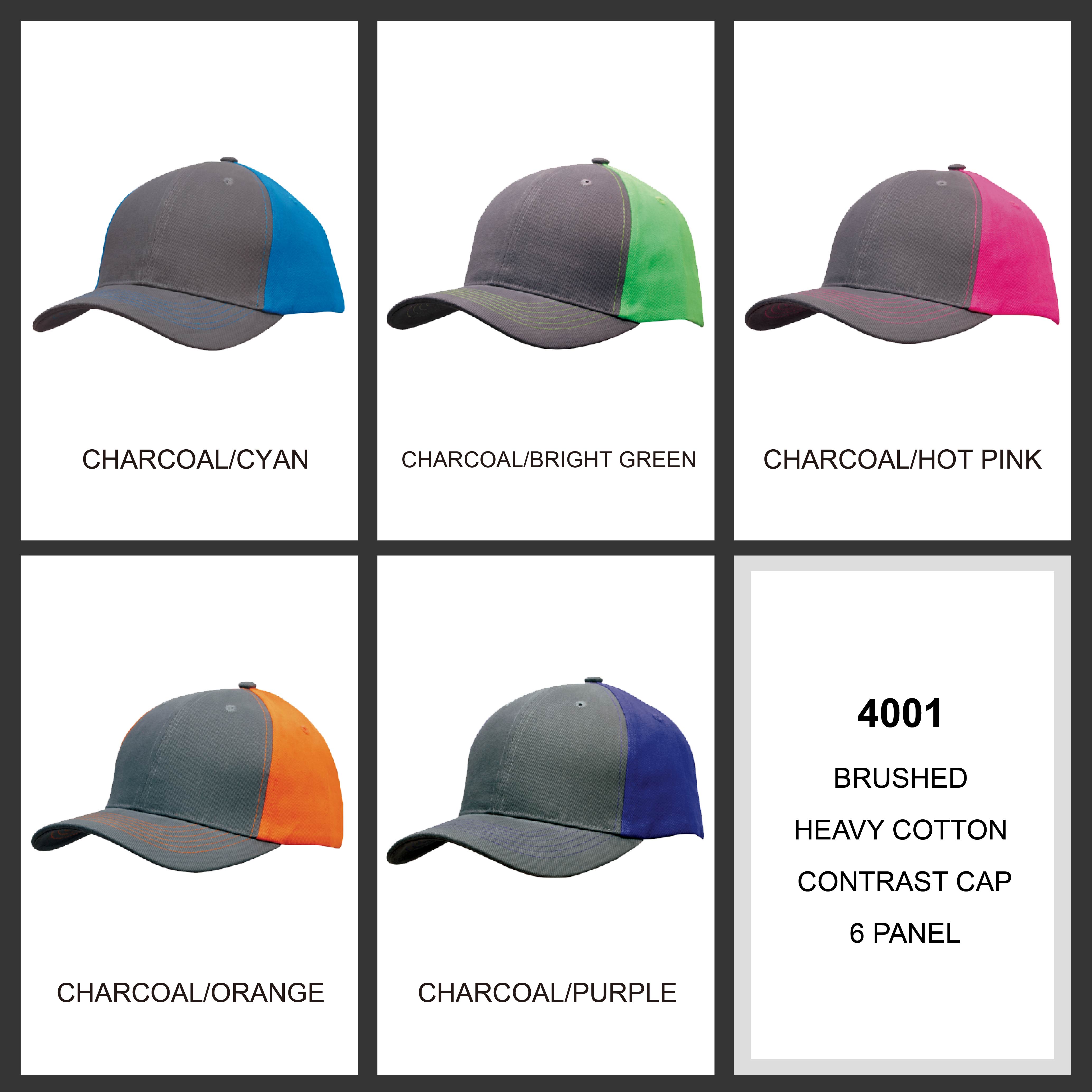 Brushed Heavy Cotton Contrast Cap Colour Chart