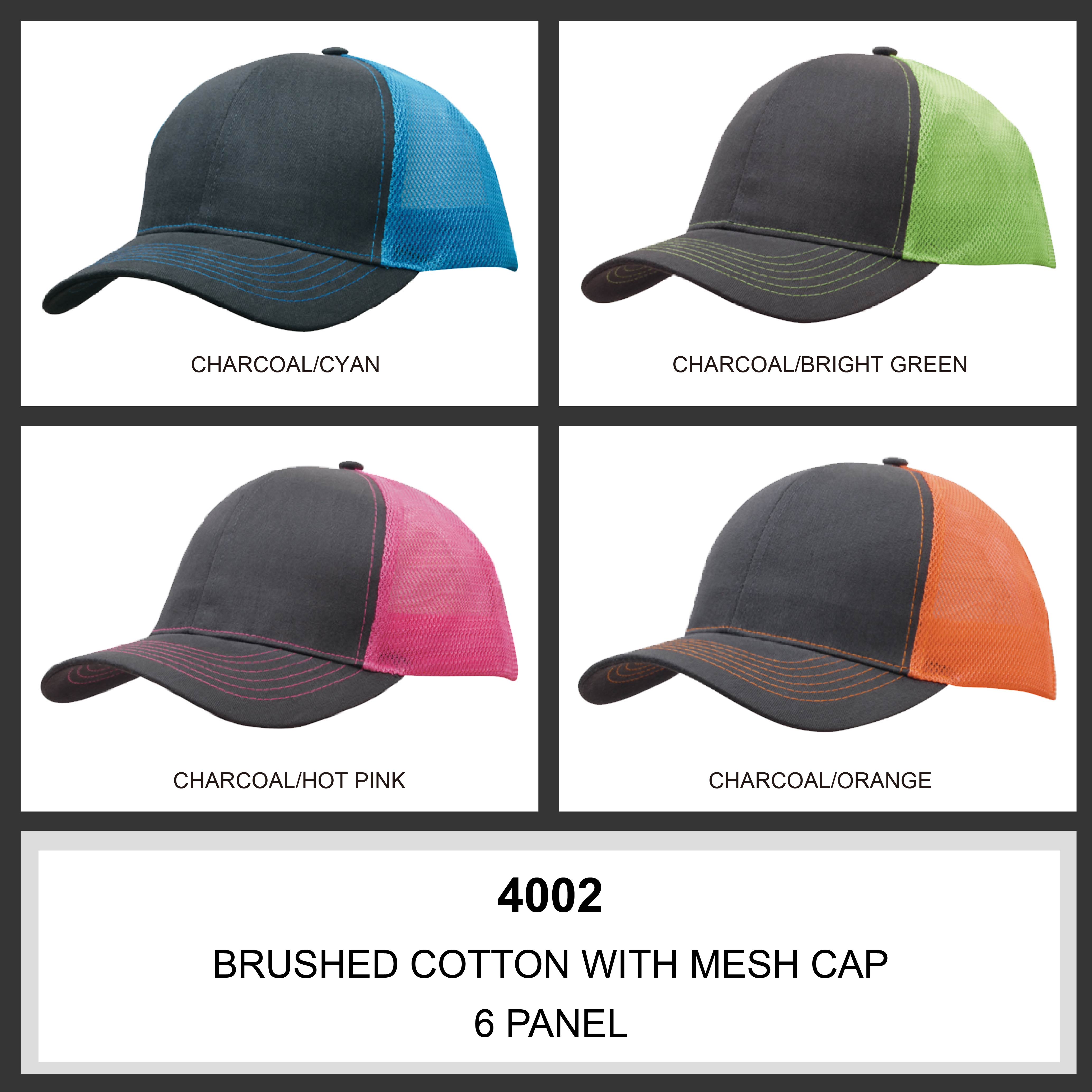 Brushed Cotton with Mesh Back Cap Colour Chart