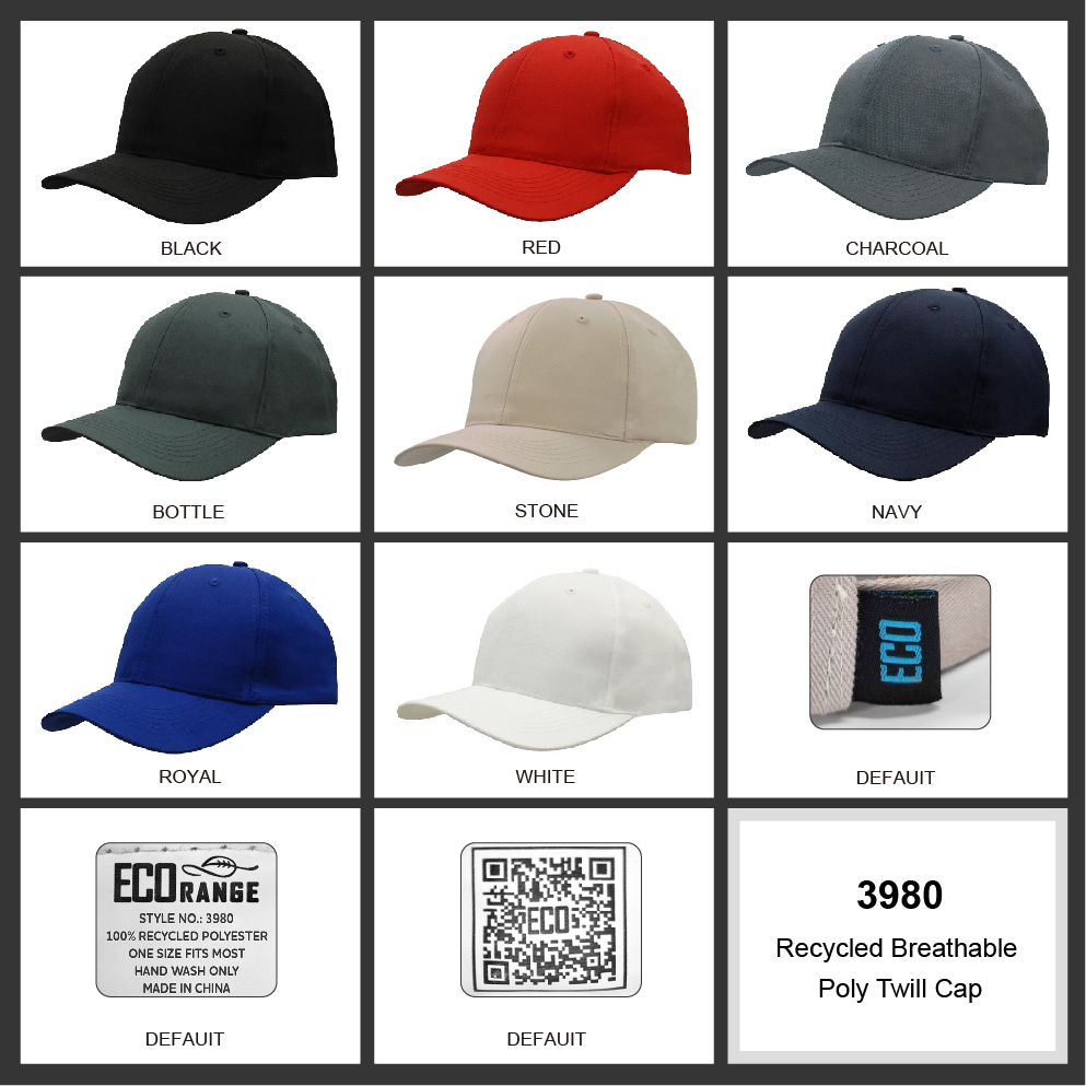 Recycled Breathable Poly Twill Cap Colour Chart