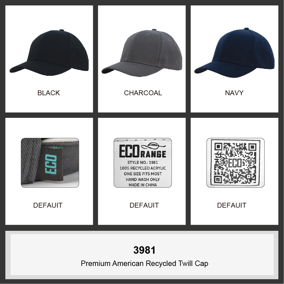 Premium American Recycled Twill Cap Colour Chart