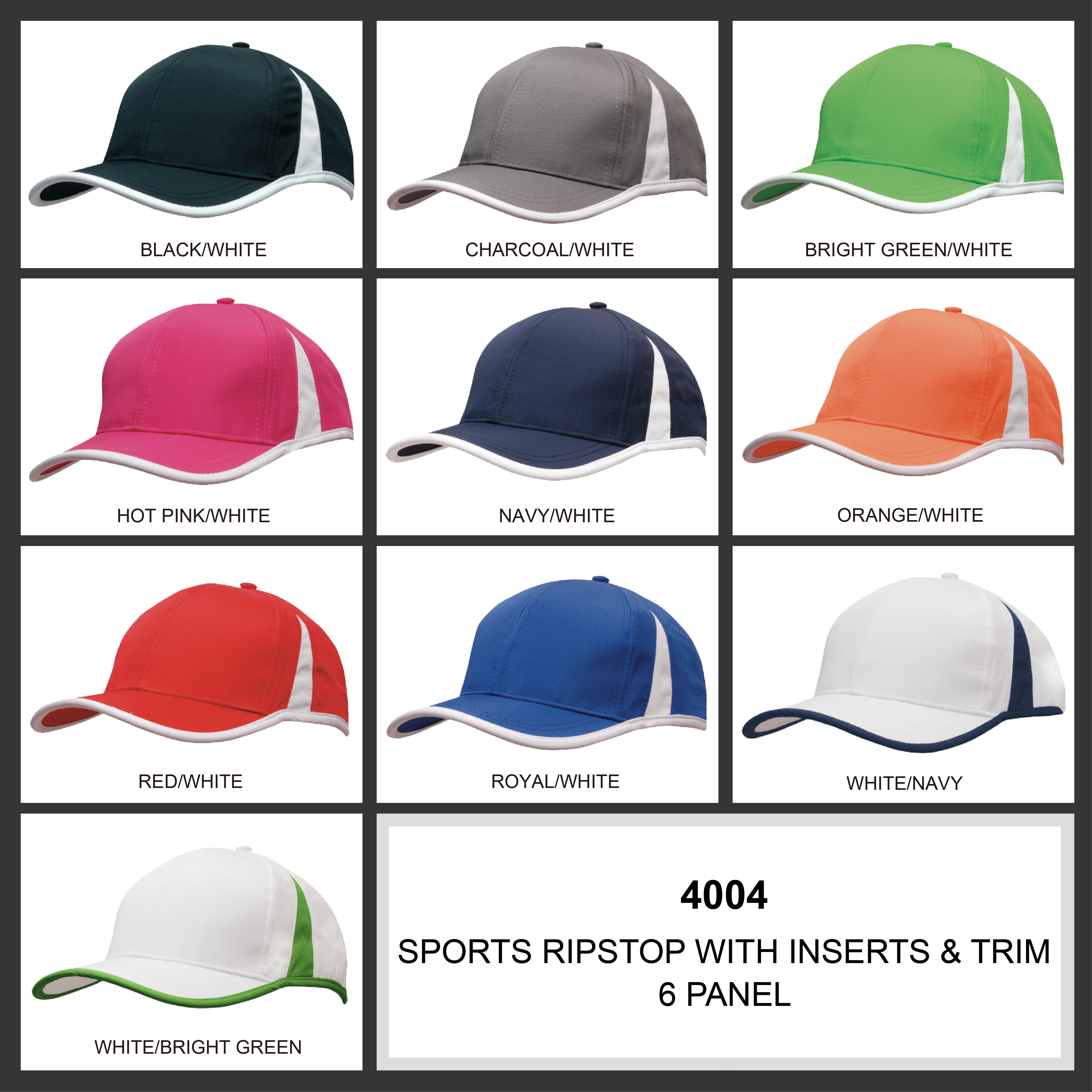 Sports Ripstop with Inserts and Trim Colour Chart