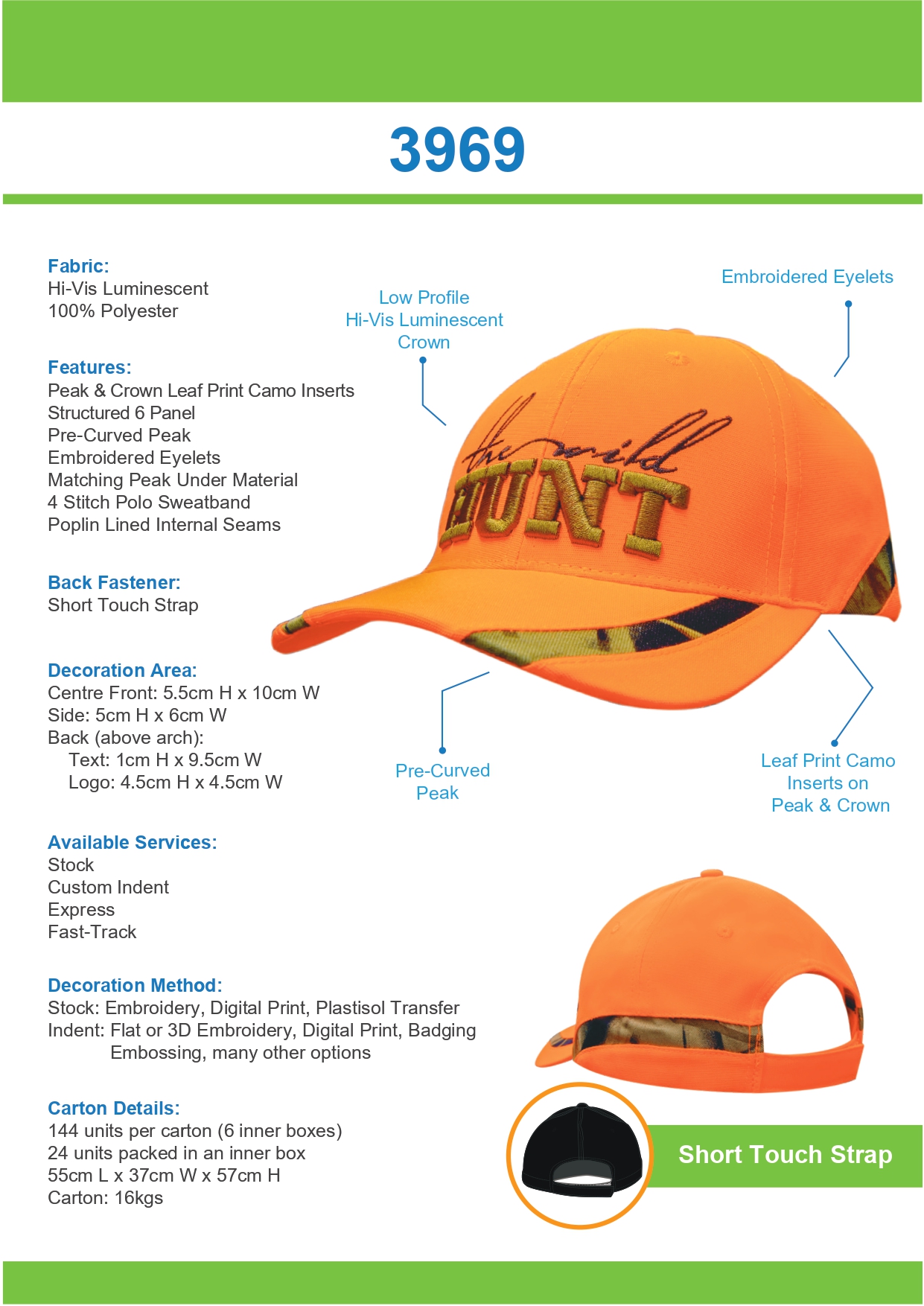 LUMINCESCENT CAP WITH LEAF CAMOUFLAGE INSERTS Tip Sheet