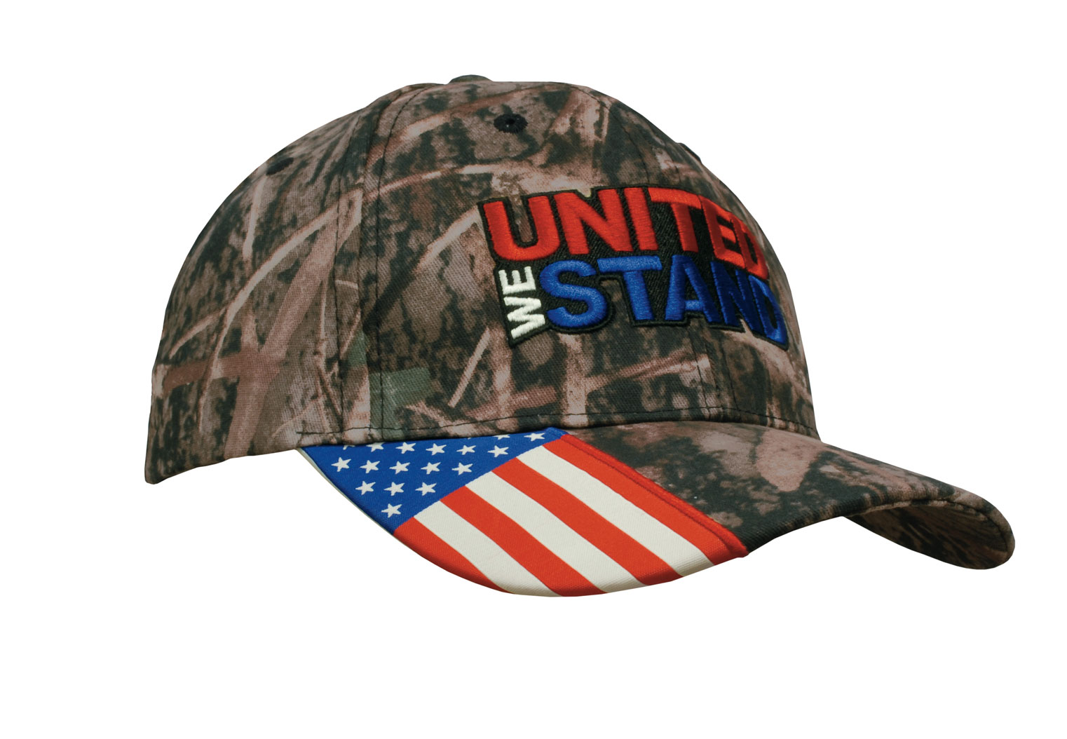 True timber camouflage with woven usa flag peak High Resolution Image