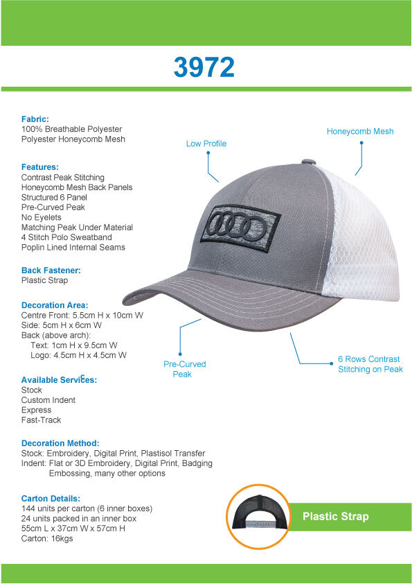 Breathable poly twill with honeycomb mesh Tip Sheet