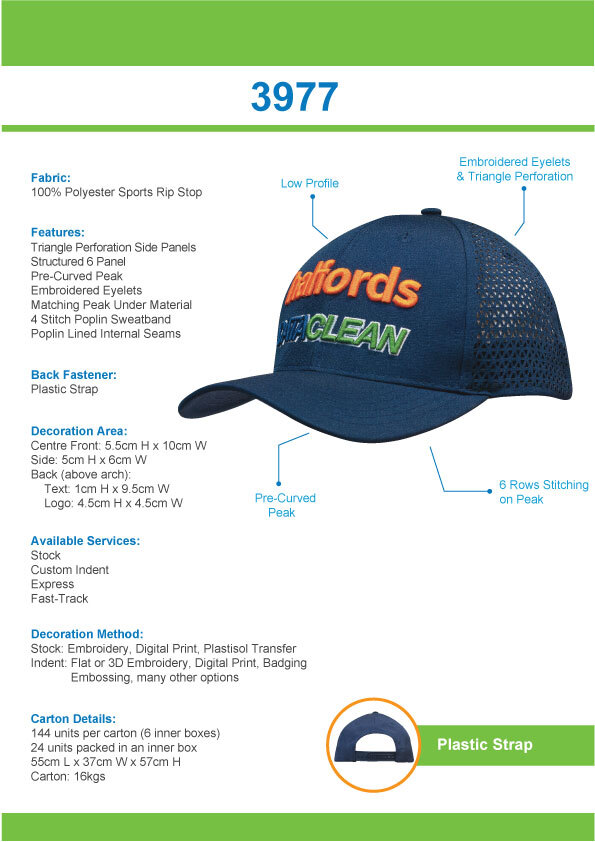 Sports Ripstop Twill with triangle perforations Tip Sheet
