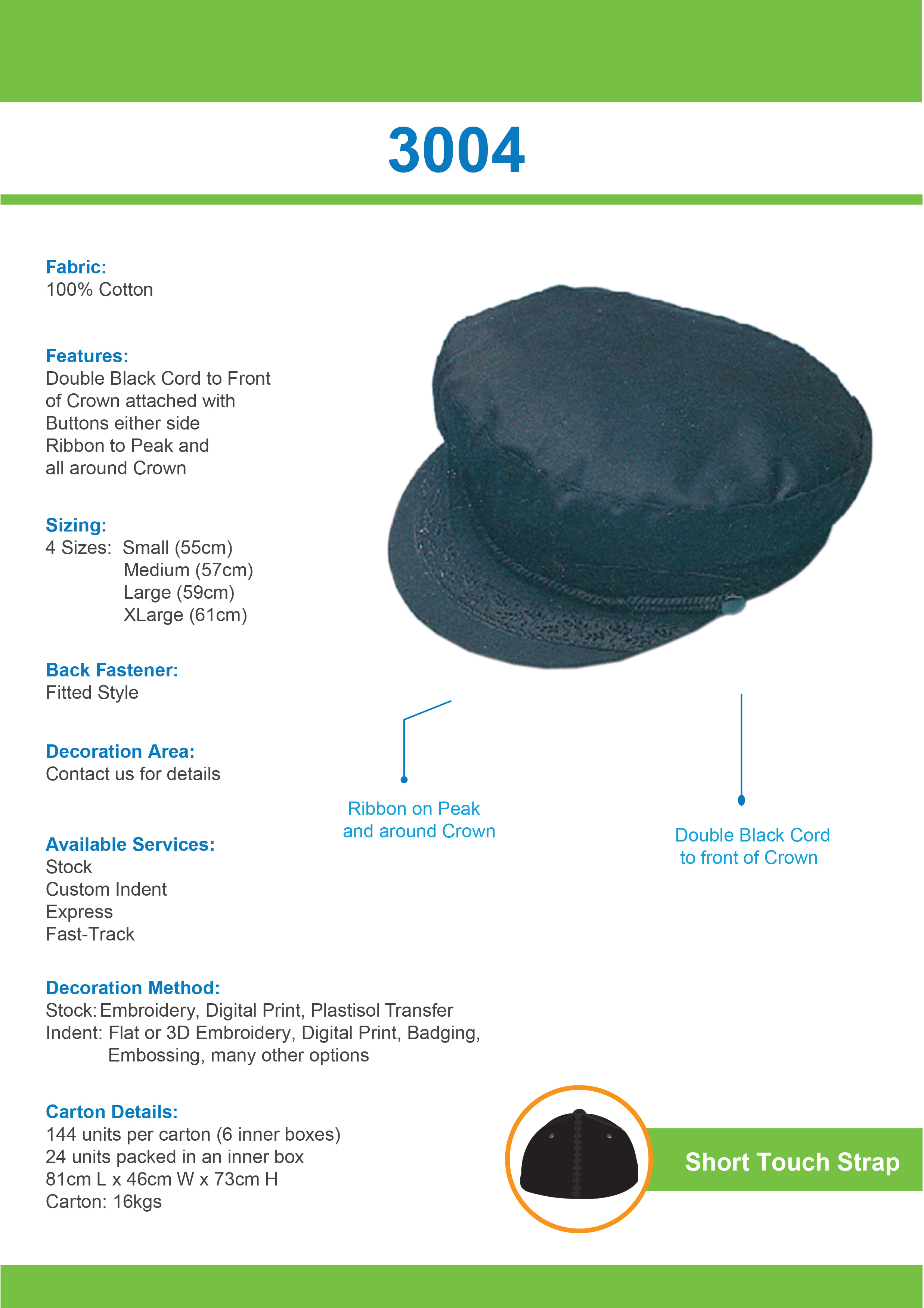Cotton Fisherman's Cap Tip Sheet