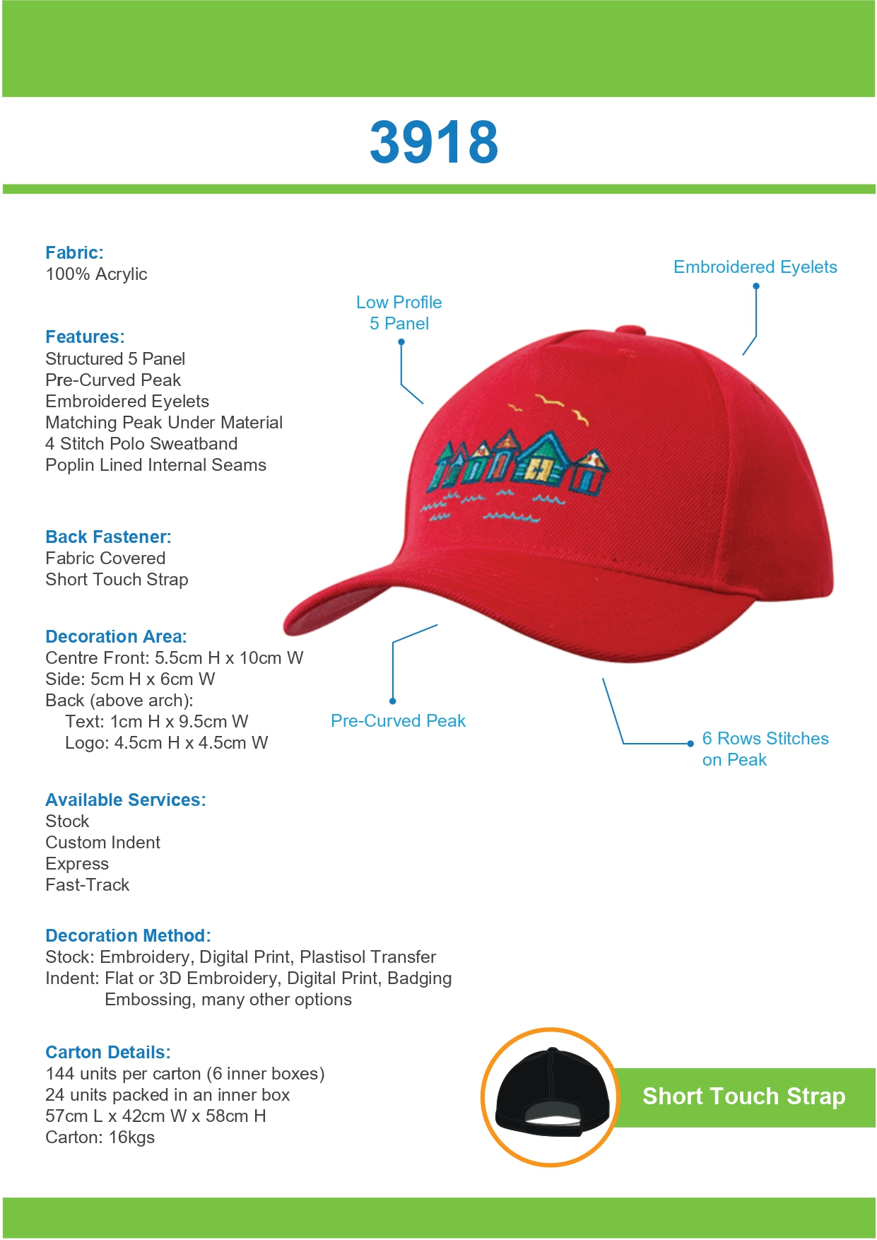 Premium American Twill College Cap Tip Sheet