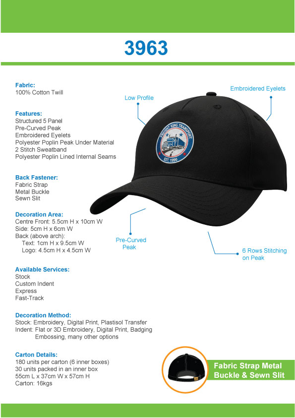 Cotton Twill Cap with Buckle Tip Sheet
