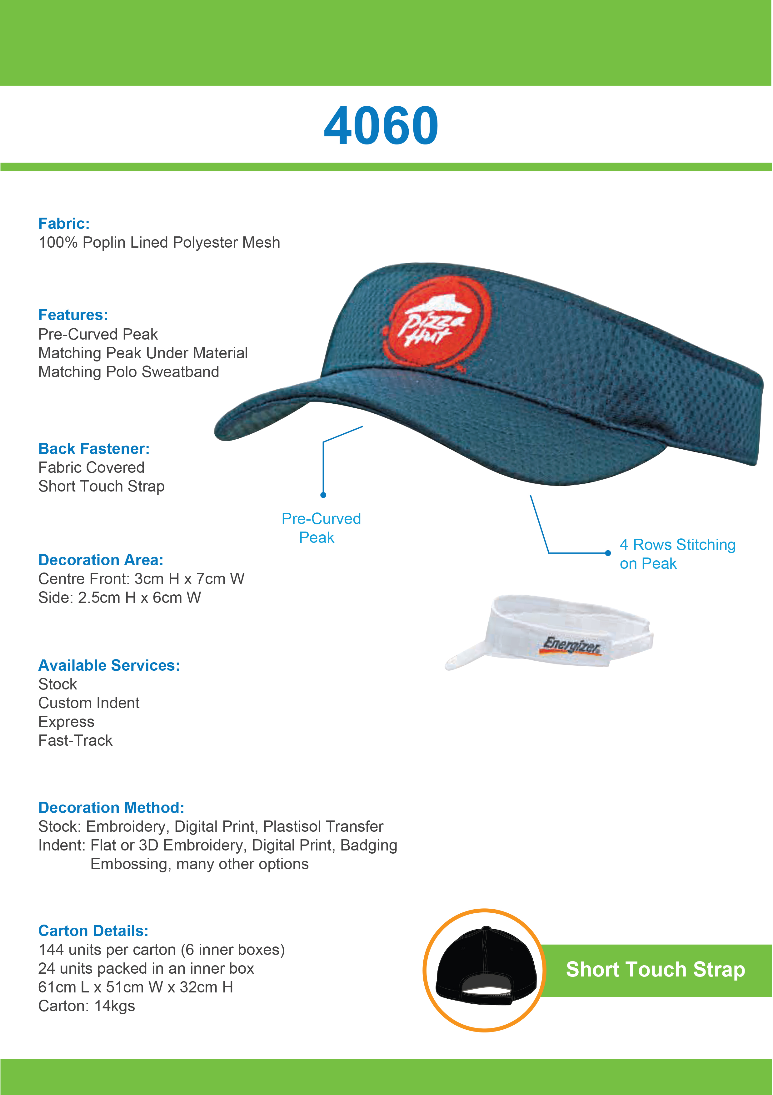 Sports Mesh Visor Tip Sheet