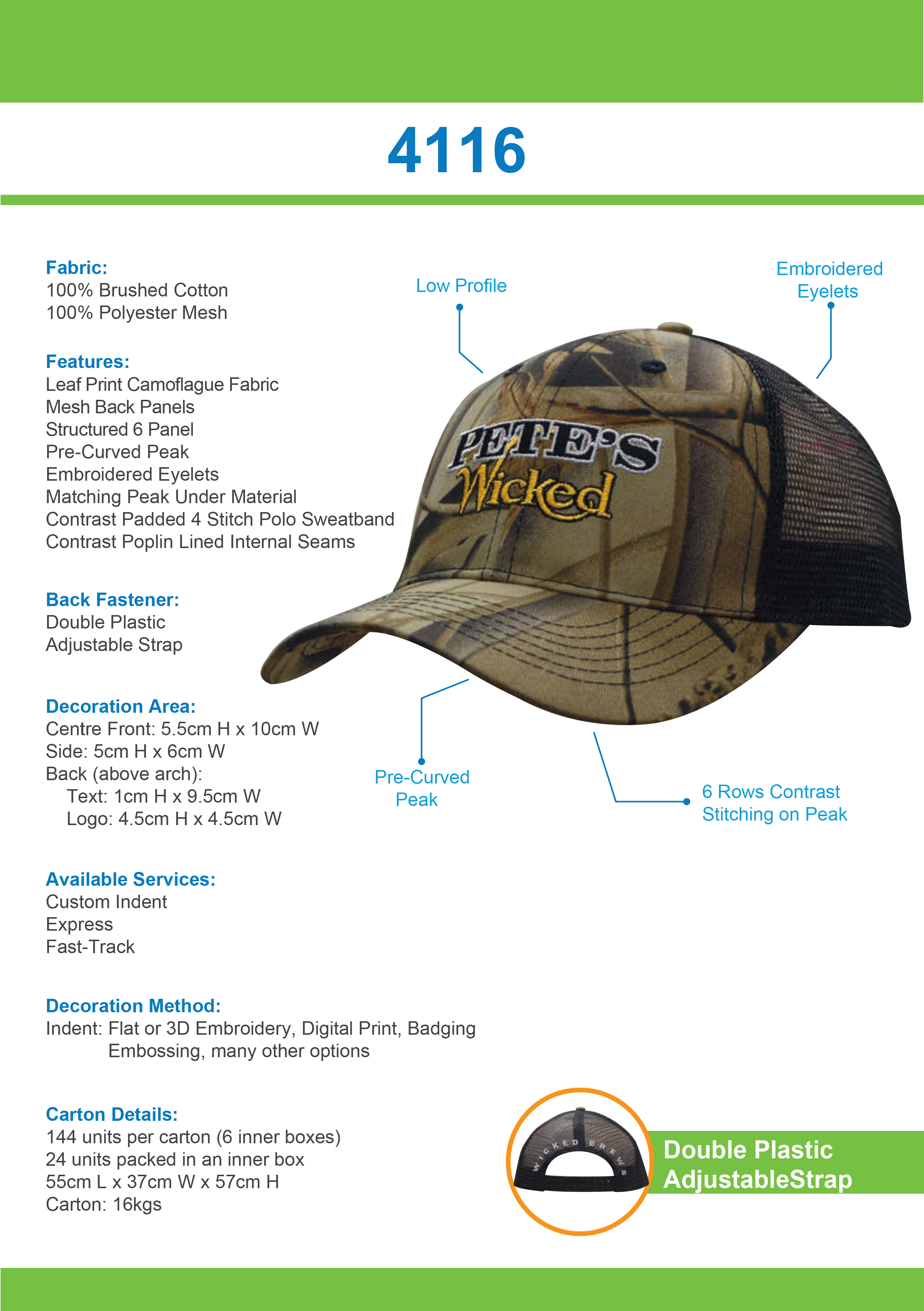 Leaf Print Camouflage With Mesh Back Tip Sheet