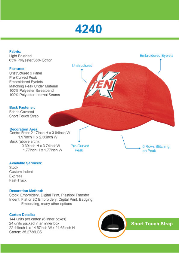 Cotton Sports Cap Tip Sheet