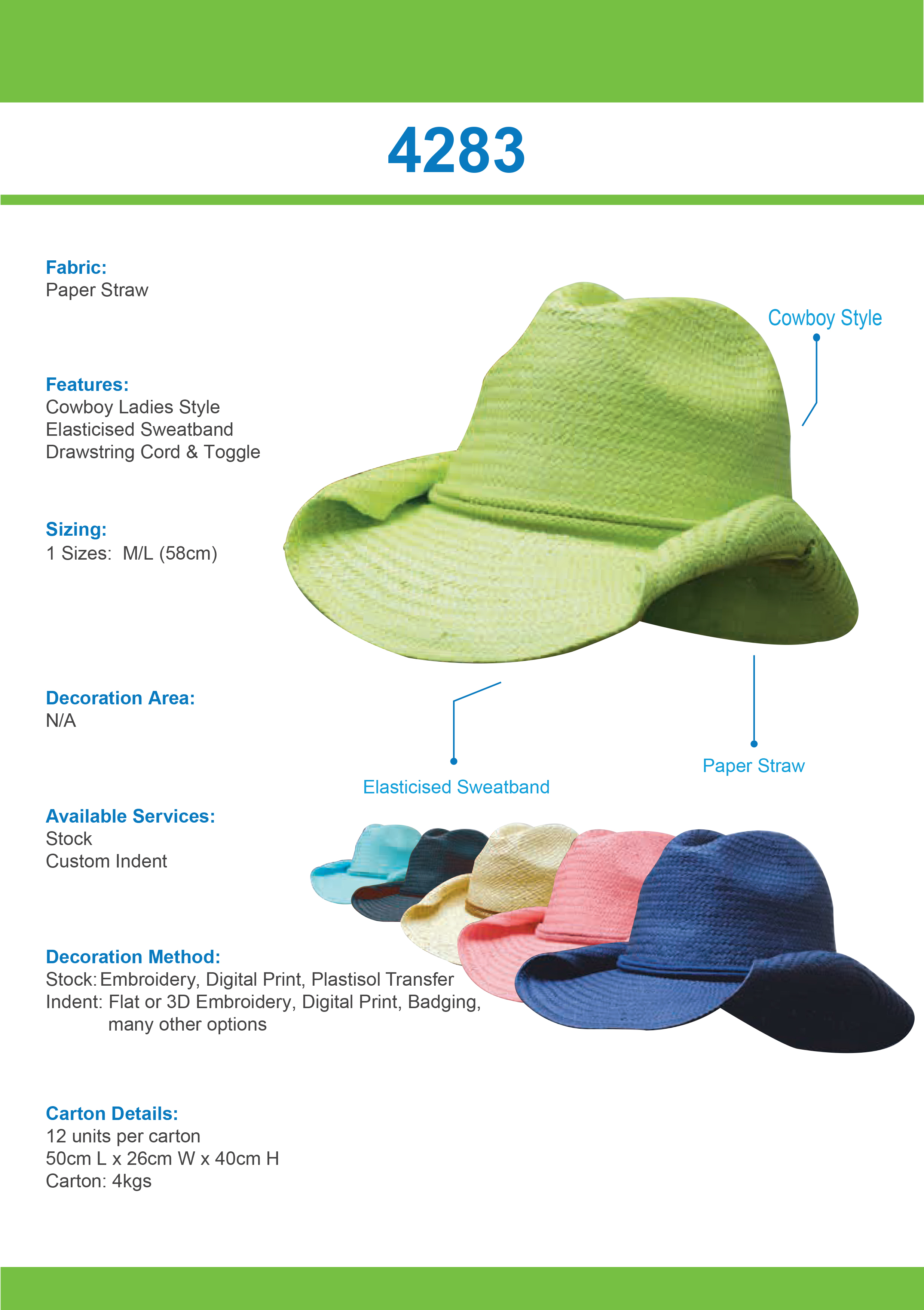 Ladies Cowboy Straw Tip Sheet
